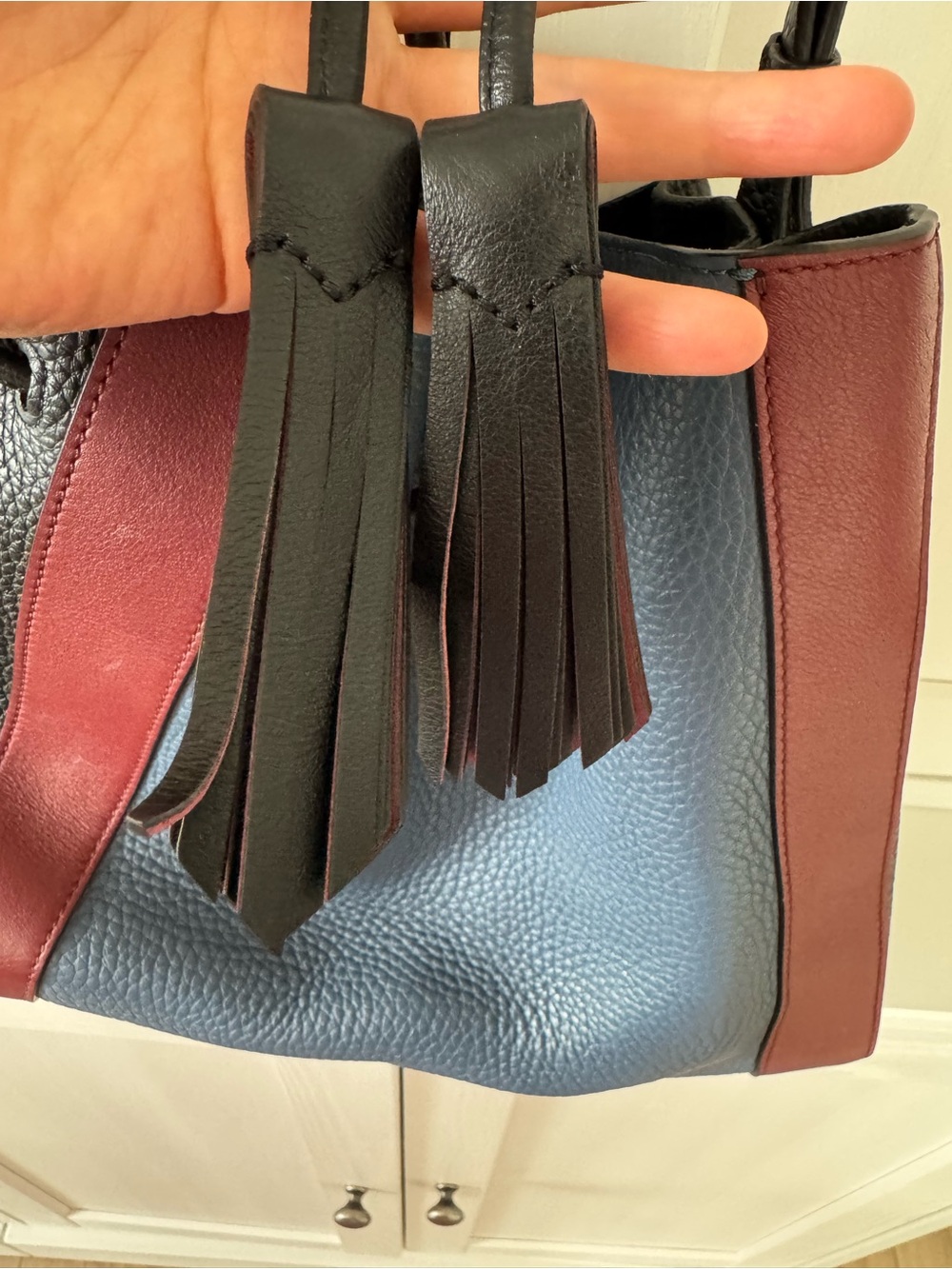 Mulberry Millie Leather Drawstring Tote Bag-Tricolor - Picture 8 of 14